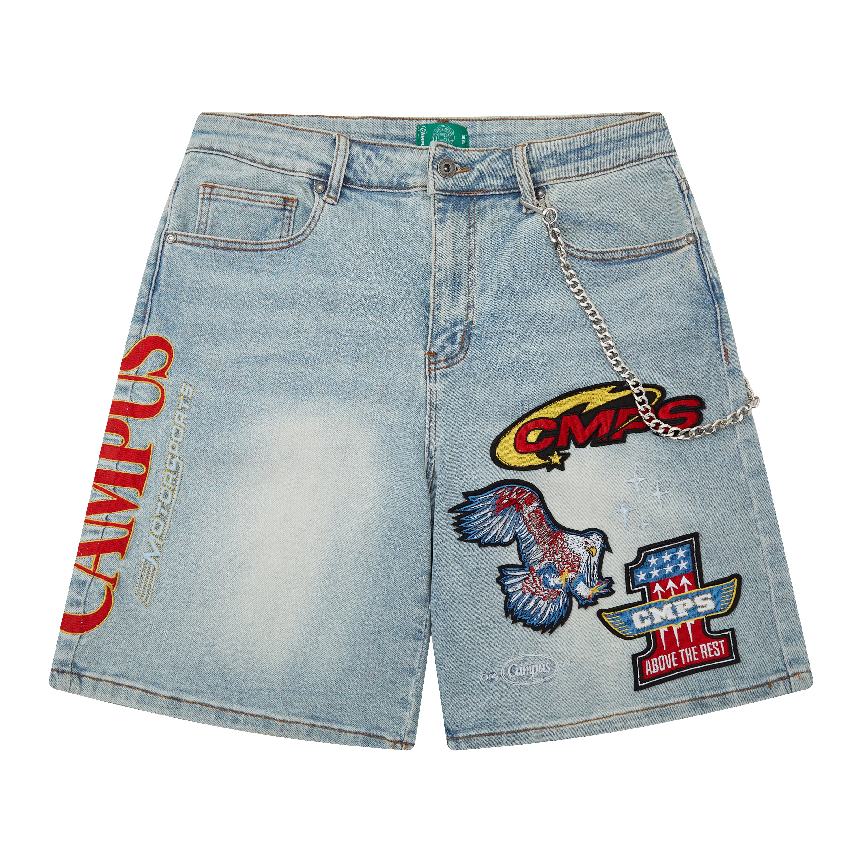 Motor Sports Denim Shorts - Washed Blue